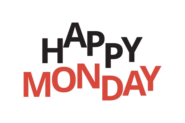 Modern Simple Minimal Typographic Design Saying Happy Monday Red Black — Stock vektor