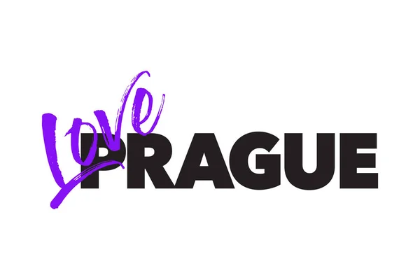 Modern Simple Minimal Typographic Design Saying Love Prague Purple Black — стоковий вектор