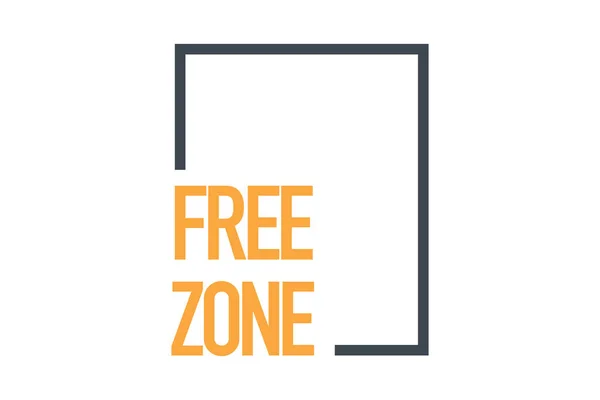 Modern Simple Minimal Typographic Design Saying Free Zone Yellow Grey — Stockvektor