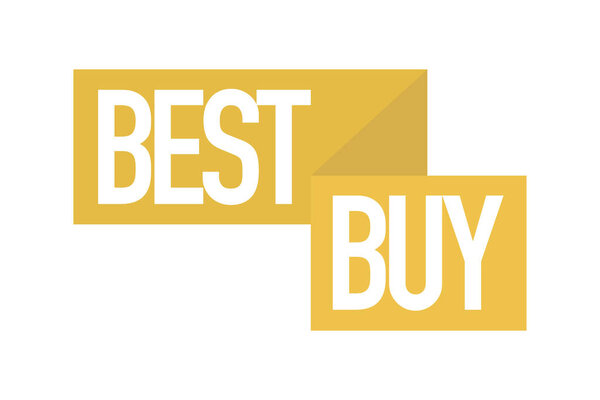 Современный, простой, яркий типографский дизайн фразы "Best Buy" в тонах желтого цвета. Холодное, урбанистическое, триумфальное и смелое графическое векторное искусство