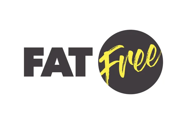 Modern Simple Bold Typographic Design Saying Fat Free Yellow Grey — Vetor de Stock