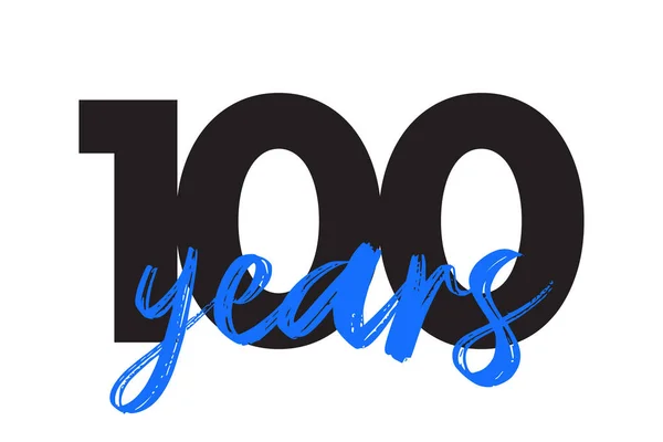 Modern Simple Bold Typographic Design Saying 100 Years Black Blue — Stock Vector