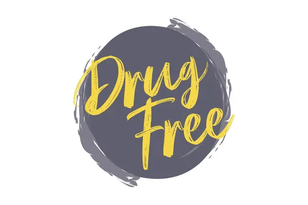 Modern Simple Bold Typographic Design Saying Drug Free Yellow Grey —  Vetores de Stock