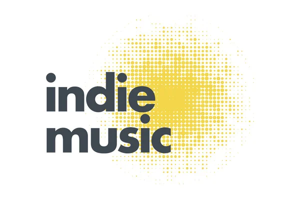 Modern Simple Bold Typographic Design Saying Indie Music Yellow Grey — Stockový vektor