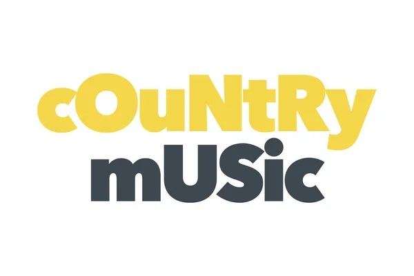 Modern Simple Vibrant Typographic Design Saying Country Music Yellow Grey —  Vetores de Stock