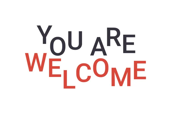 Modern Simple Minimal Typographic Design Saying You Welcome Black Red — Image vectorielle