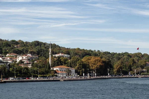 View of a neighborhood called Emirgan by Bosphorus on European side of Istanbul. It is a sunny summer day. Beautiful travel scene.