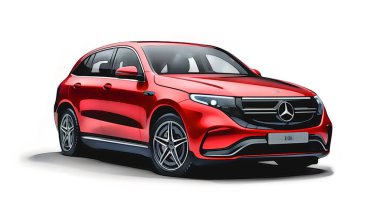 Illustration of an isolated Mercedes-Benz EQC. High quality illustration