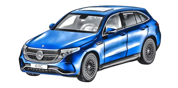 Illustration of an isolated Mercedes-Benz EQC. High quality illustration