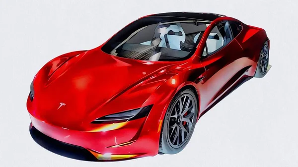 Illustration Isolated Tesla Roadster High Quality Illustration — Stockfoto