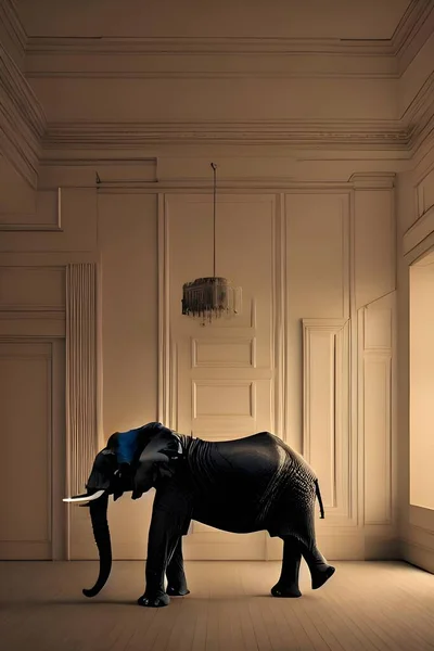 Illustration of an elephant in the room. High quality illustration