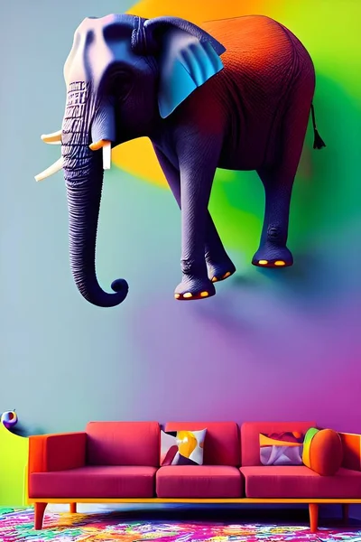 Illustration of an elephant in the room. High quality illustration