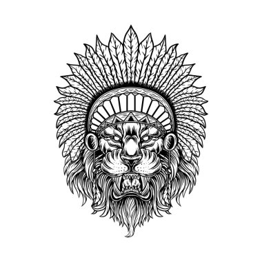 Aslan Hint vektörü İllüstrasyonu detaylı ve düzenlenmesi kolay