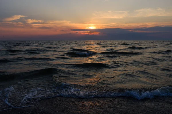 Sunset on the sea beach, evening, horizon