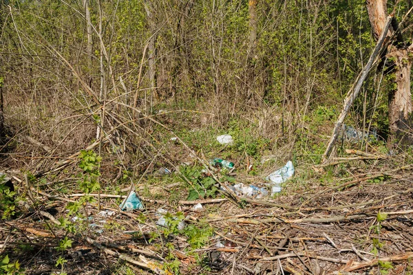 Terrible Landfill Woods Concept Anthropogenic Pollution Forests Nature Lot Rubbish — Fotografia de Stock