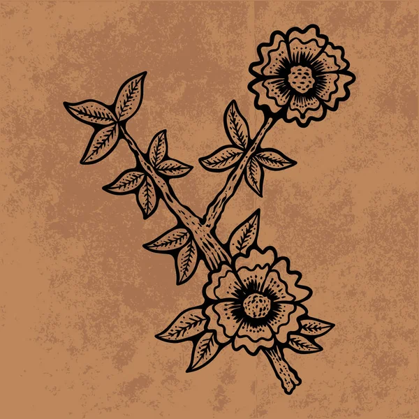 Botanical leaf doodle wildflower line art. Hand drawn vector illustration.Vintage floral outline. Suitable for wallpaper, poster, sticker,content social media