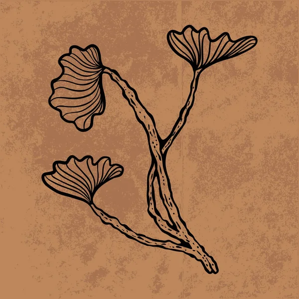 Botanical leaf doodle wildflower line art. Hand drawn vector illustration.Vintage floral outline. Suitable for wallpaper, poster, sticker,content social media