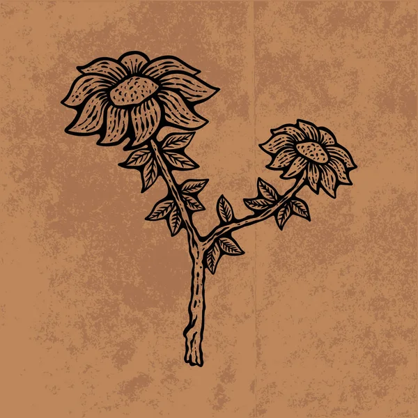 Botanical leaf doodle wildflower line art. Hand drawn vector illustration.Vintage floral outline. Suitable for wallpaper, poster, sticker,content social media