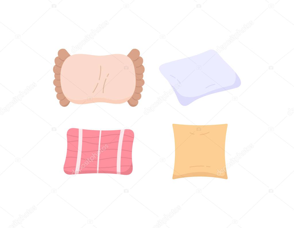 pillow illustration collection. icon or symbol. flat cartoon style. vector design elements