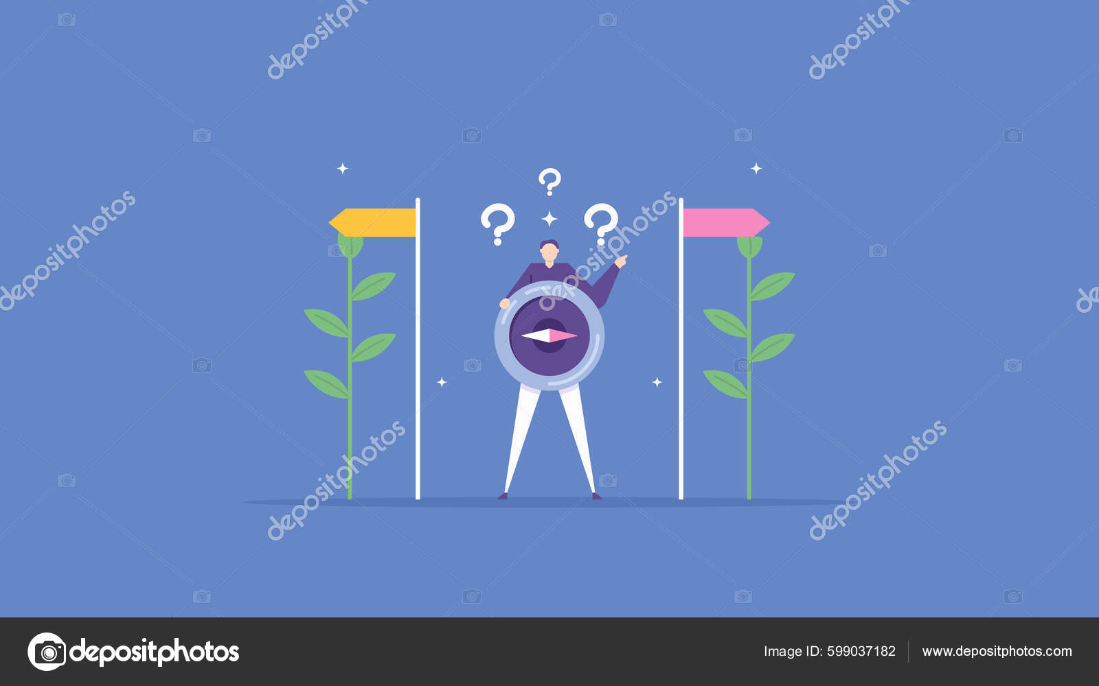 Guide Help Hint Success Business People Confused Use Compass Choose ...