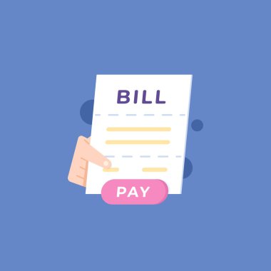icon for bill notification and bill payment due reminder. notes, receipts, invoices, and hands. symbols and elements. flat style illustration. vector design concept
