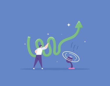 develop business, increase sales or investment profit, growth and increase in company profits, increase in salary and income. businessmen trying to increase data traffic. flat cartoon illustration