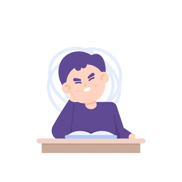 Boy Who Disturbed Feels Annoyed Can Focus Studying Person Expression — Stock Vector