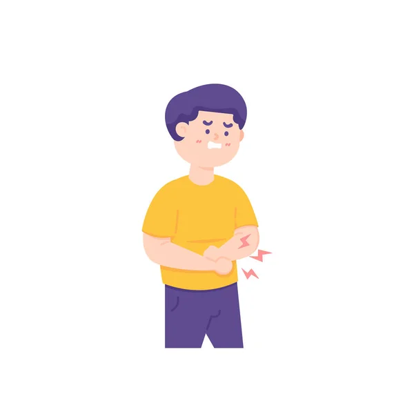Illustration Eines Jungen Der Seinen Bauch Vor Schmerzen Hält Symptome — Stockvektor