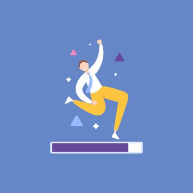 Seviye atlayın. Yetenekleri geliştirme ve terfi alma hırsı. baştan sona ilerleme ya da süreç ya da başarı. Hırslı bir iş adamı. Yetenekleri, geliri, karı arttırma çabaları. resimleme