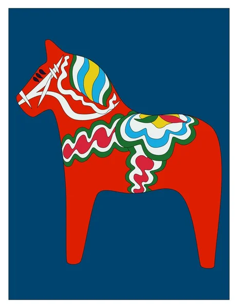 Painted Wooden Swedish Horse — Stock Vector