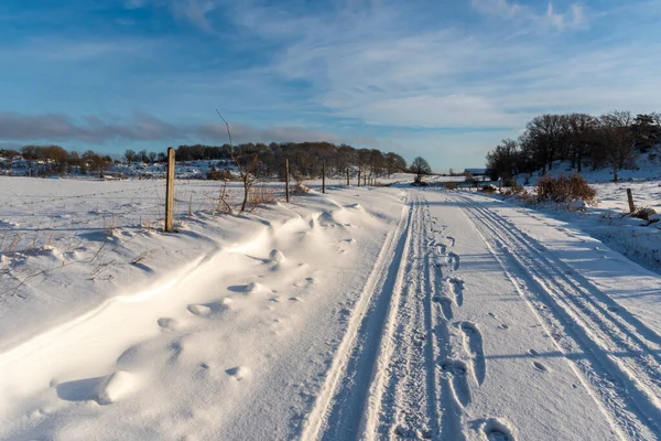 冬道雪景色 — ストック写真