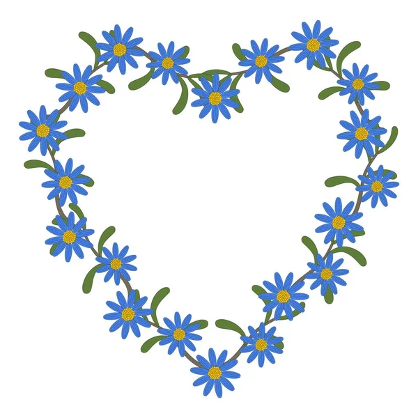 Bleu Marguerite Amour Coeur Symbole — Image vectorielle