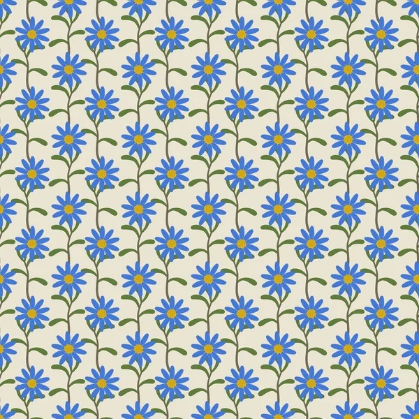 Безшовний Візерунок Синя Ромашкова Квітка — стоковий вектор