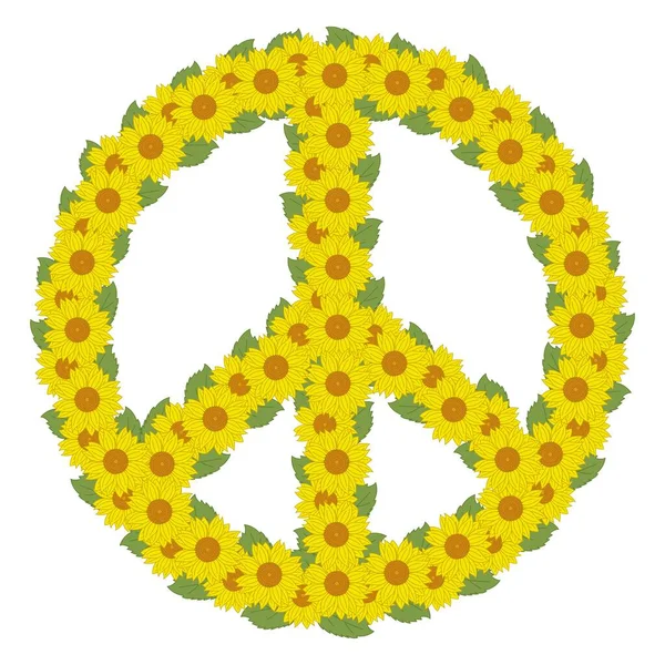 黄色向日葵和平象征 — 图库矢量图片