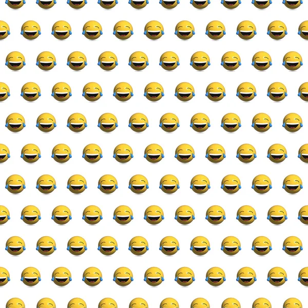 Seamless Pattern Laughing Yellow Face Rendering — Stock Photo, Image