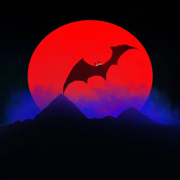 Silhouette Bat Flying Isolated Background Halloween Concept — Stockfoto