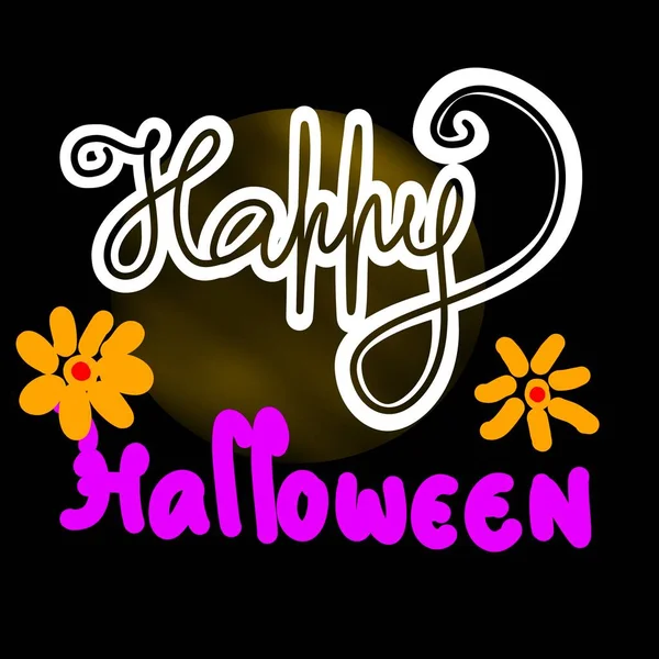 Illustration Neon Sign Background Text Happy Halloween — Stok fotoğraf