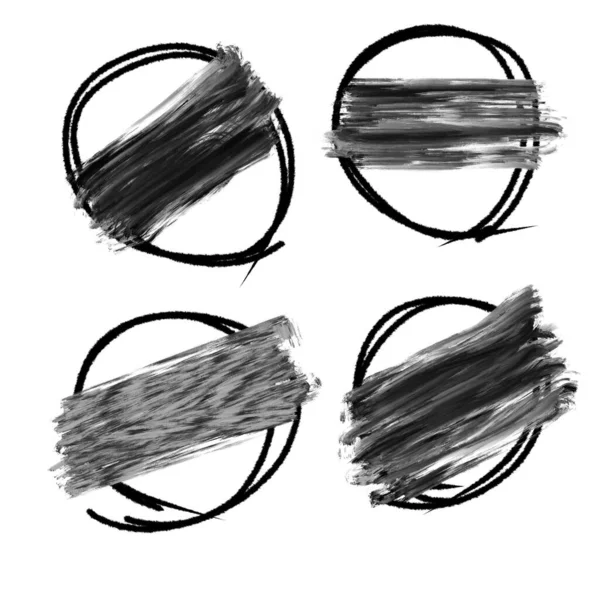 Set Hand Drawn Ink Brush Strokes Grunge Illustration — Stok fotoğraf