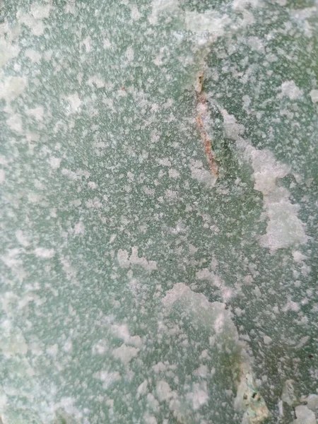 Close-up of  green jade and other minerals in an uncut stone