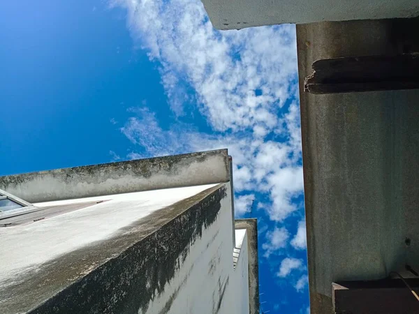 Aerial Shot Black Mold Moss Building Paint Deteriorates — Photo