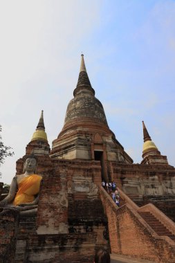 Wat Yai Chaimongkol, Ayutthaya, Tayland 'da Pagoda / Pagoda ve Buddha Statüsü