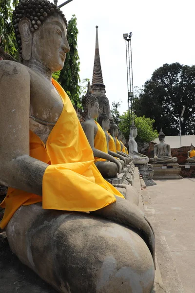 Ayutthaya Thailand Wat Yai Chaimongkol Buddha Statue Temple — стоковое фото