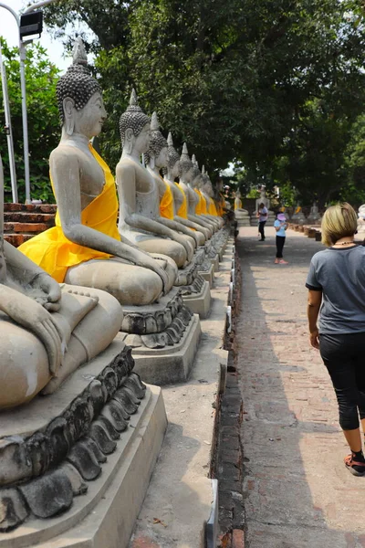 Ayutthaya Thailand Wat Yai Chaimongkol Buddha Statue Temple — стоковое фото