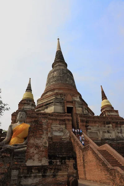 Wat Yai Chaimongkol, Ayutthaya, Tayland 'da Pagoda / Pagoda ve Buddha Statüsü