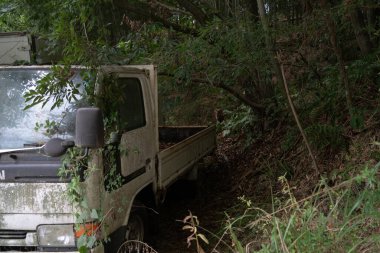 Terk edilmiş eski araba, Japonya.