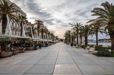 Boardwalk area in Split, Croatia at sunrise or sunset