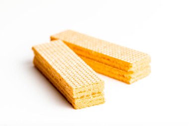 Vanilyalı gofret ya da makro mercekli bisküvi.