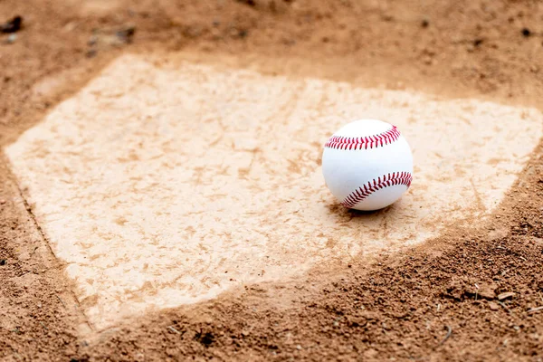 Baseball Laying Worn Home Plate Base — Φωτογραφία Αρχείου