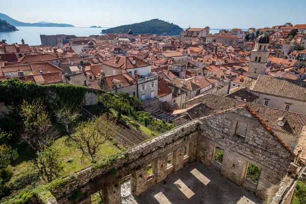 View City Walls Old Town Dubrovnik City Lokrum Island — 스톡 사진
