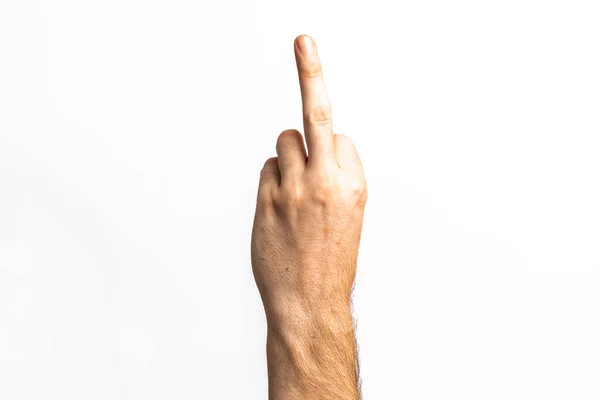 Middle Finger Shown Flipping White Background — Stockfoto